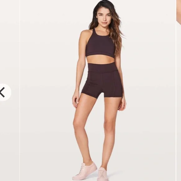 Lululemon Tied To It Biker Shorts 3.5 inch Black Cherry Plum Purple 6 Mesh - Picture 1 of 14